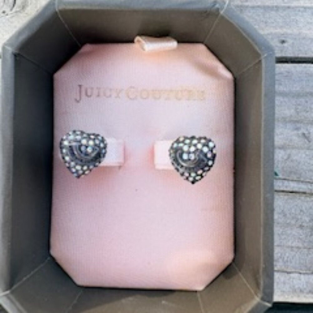 Juicy Couture Logo Heart Stud Earrings